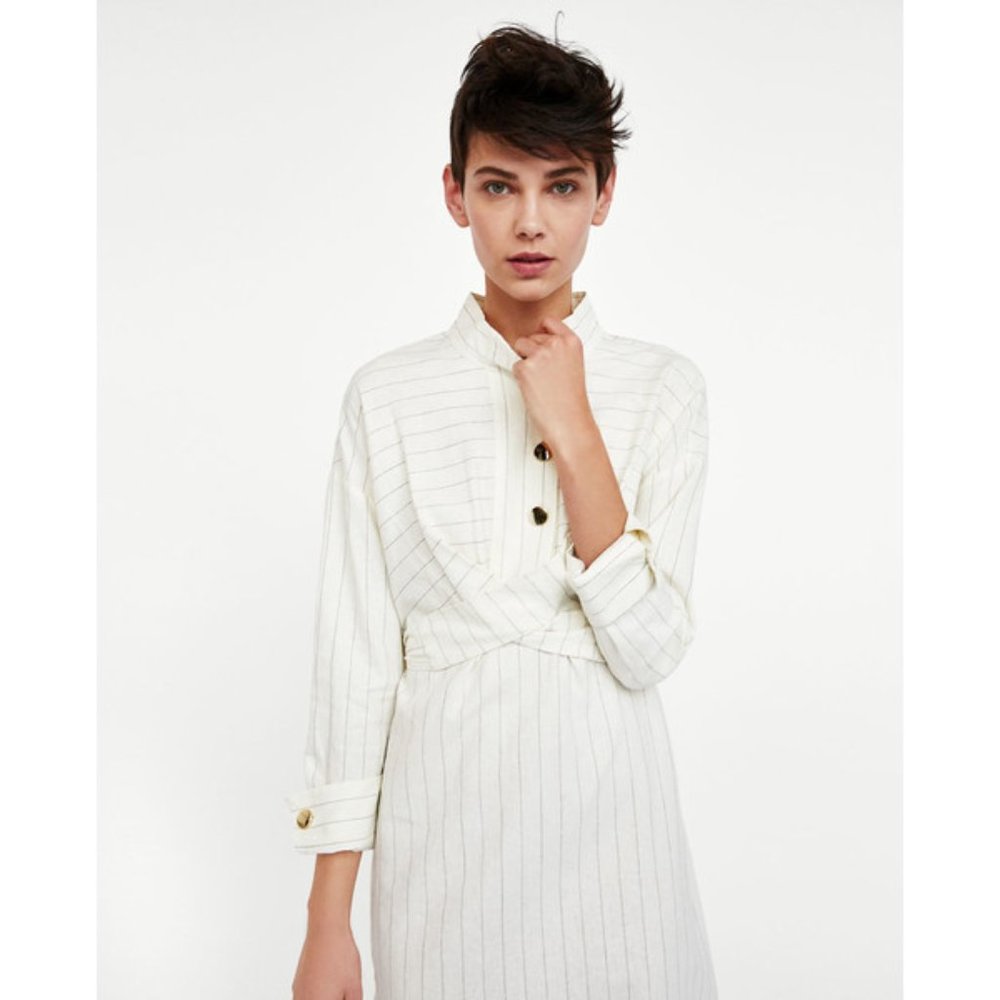 NWT Zara Striped Dress Maxi Dress Belted Dress XS